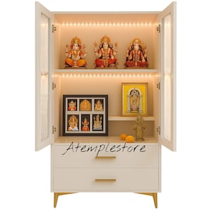Mandir with doors hindu pooja mandir for home, Wooden Temple Handcrafted Mandir Pooja Ghar Mandap For Worship Home Decor Art designer temple