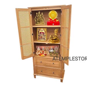6 feet Wooden Mandir Brown for Home and Office | Home Temple | Puja Mandir | Housewarming gift, Home Mandir, Pooja temple table top mandap