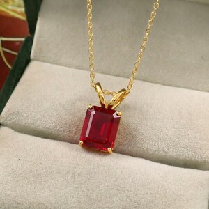 12x10 MM Natural Mozambique Red Ruby; Emerald Cut Prong Setting Pendant