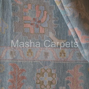 Oushak rug muted 8x10/9X12/10x14 Turkish knot rug Hand-knotted Vintage Antique Oushak Wool Area Rug for Living Room, Dining room.