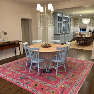 Hand Knotted Pink Oushak Rug: Wool Antique-Style Area Rug