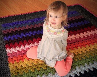 Rainbow Stripes Rug - a crochet pattern