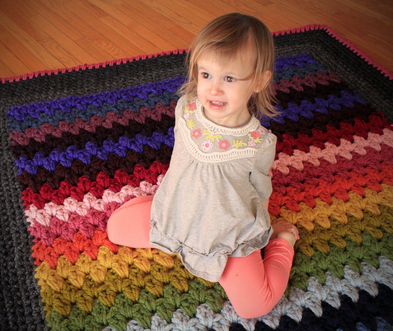 Rainbow Stripes Rug a crochet pattern image 1