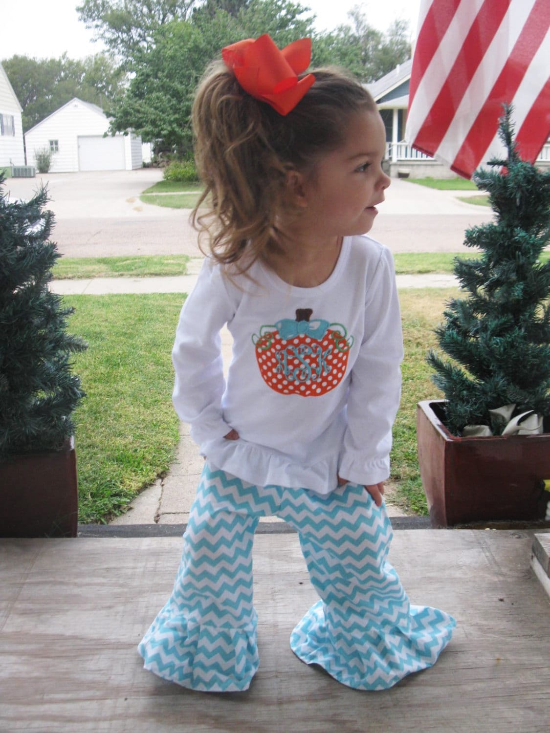 Monogrammed Girls Fall Outfit Applique Pumpkin Fall Boutique Etsy