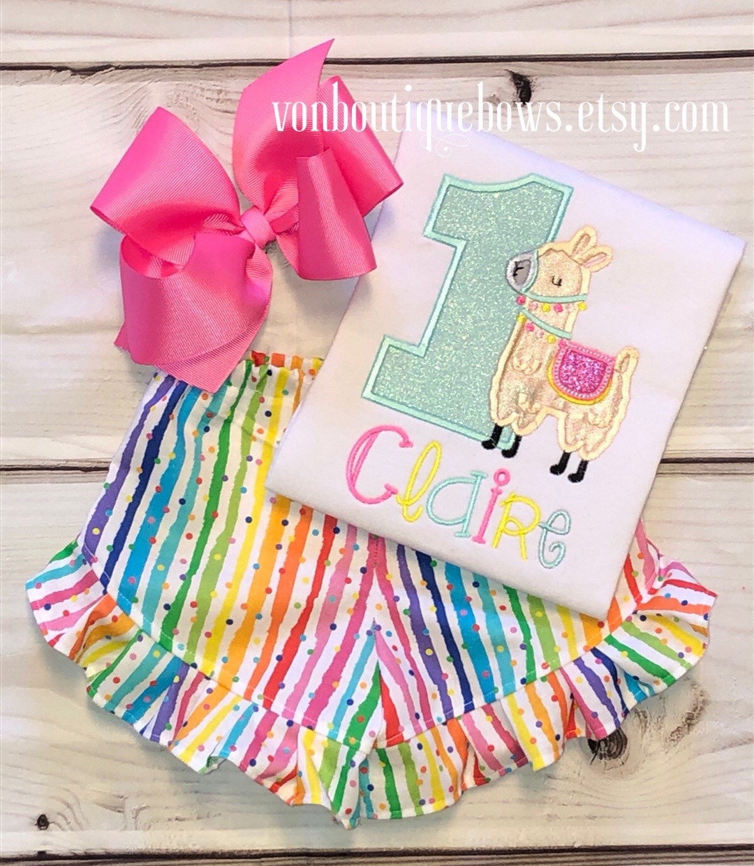 First birthday top llama outfit