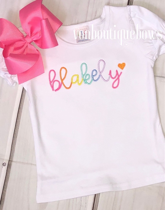 Girls Personalized Shirt Girls Name Shirt Girls Bow Name Top Etsy