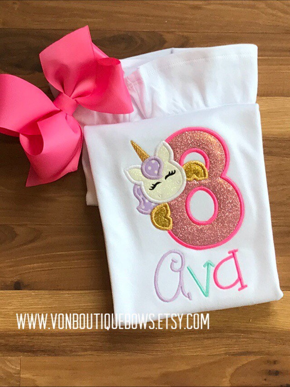 Unicorn Birthday Girls Pink Gold Purple Matching Boutique Bow - Etsy