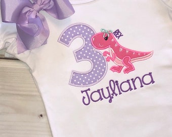 Dinosaur birthday shirt for girls dino birthday outfit 1st first birthday 2nd birthday party hot pink 12 18 months 2t 3t 4t 5t 6t trex