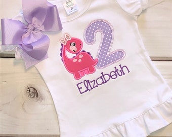 Dinosaur birthday shirt for girls dino birthday outfit 1st first birthday 2nd birthday party hot pink 12 18 months 2t 3t 4t 5t 6t trex