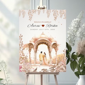 Indian Wedding Welcome Sign Template | Mehndi, Sangeet, Reception Welcome Board | Instant Digital Download