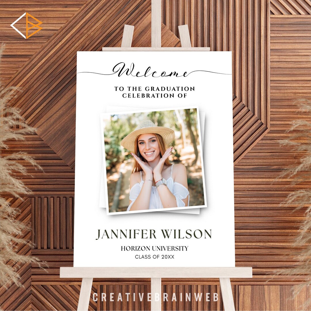 Graduation Welcome Note Graduation Welcome Sign Template | Photo Grad Poster | Modern ...