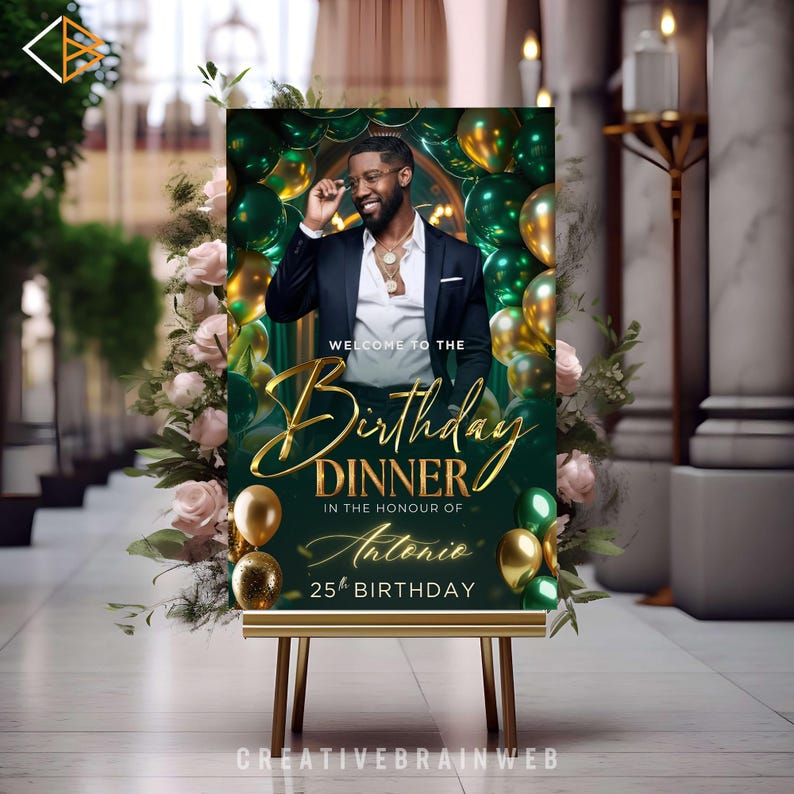 classy birthday party sign printable