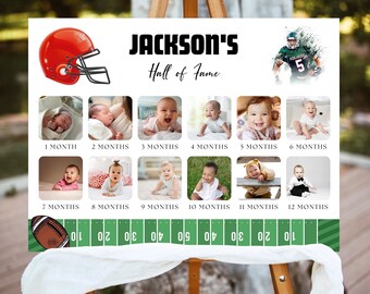 Football First Birthday Photo Milestone Board (Digital Download)