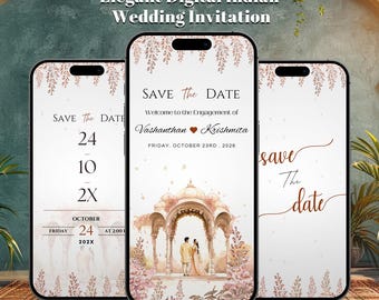 Editable South Indian Wedding Video Invitation | Canva Template | Digital Hindu Wedding Save The Date | WhatsApp Invite