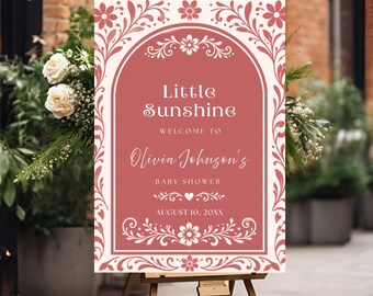 Cielito Lindo Baby Shower Welcome Sign | Mexican Talavera Baby Shower Decor | Papel Picado | Editable Canva Template