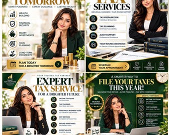 Tax Prep Marketing Bundle | Tax Service Flyer and Instagram Templates | Tax Season Business Promo | Editable Canva