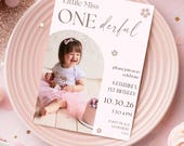 Editable First Birthday Invitation 1st Birthday Party Invite Little Miss Onederful Invitation 1st Birthday Girl Instant Digital Download One