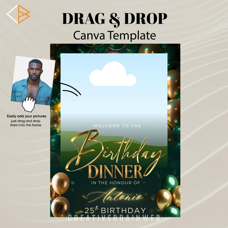 luxury birthday sign emerald green
