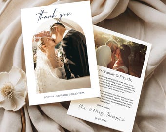 Modern Wedding Thank You Card | Editable Photo Template | Minimalist & Boho Printable | Digital Download