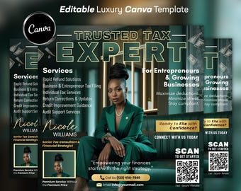 Tax Season Flyer Template | Modern Tax Prep Marketing Flyer | Accountant Marketing Flyer | Canva Download