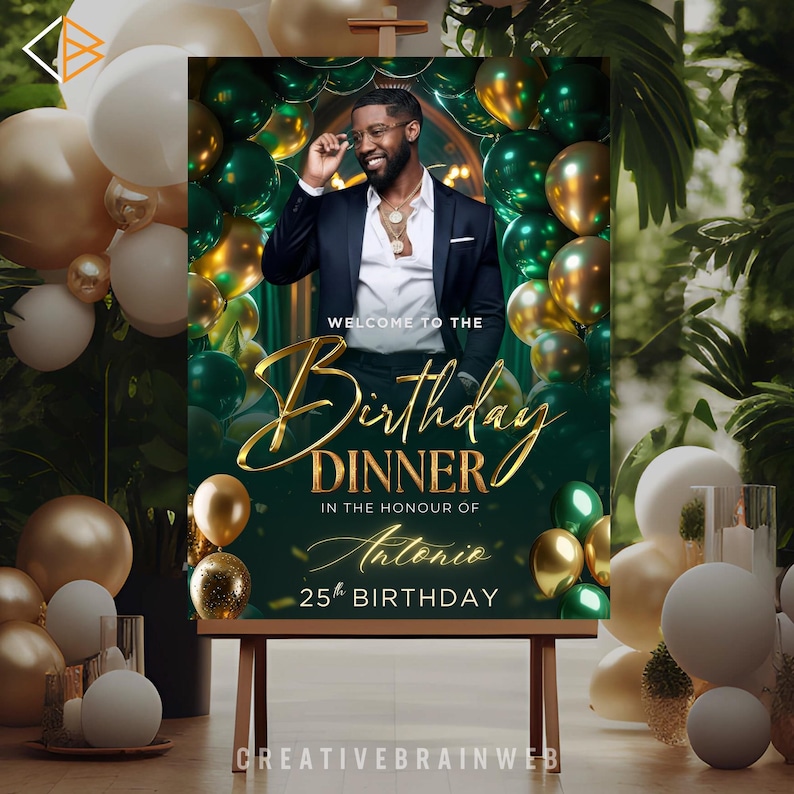 Eemerald green party sign birthday