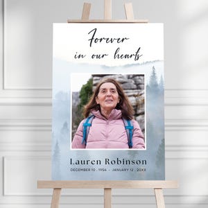 Photo Funeral Welcome Sign, Celebration of Life Poster, Editable Memorial Sign Template, Funeral Decor, Printable Funeral Welcome Board