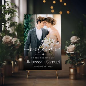 Photo Wedding Welcome Sign Template, Editable Reception Poster, Printable Welcome Sign with Photo, Wedding Welcome Sign Template