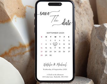 Modern Minimalist Save the Date Video Invite: Editable Canva Template