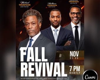Fall Revival Church Flyer | Editable Canva Template | Church Event & Revival Service Design