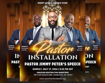 Pastoral Installation Flyer Template | Editable Canva Church Event (Digital Download)