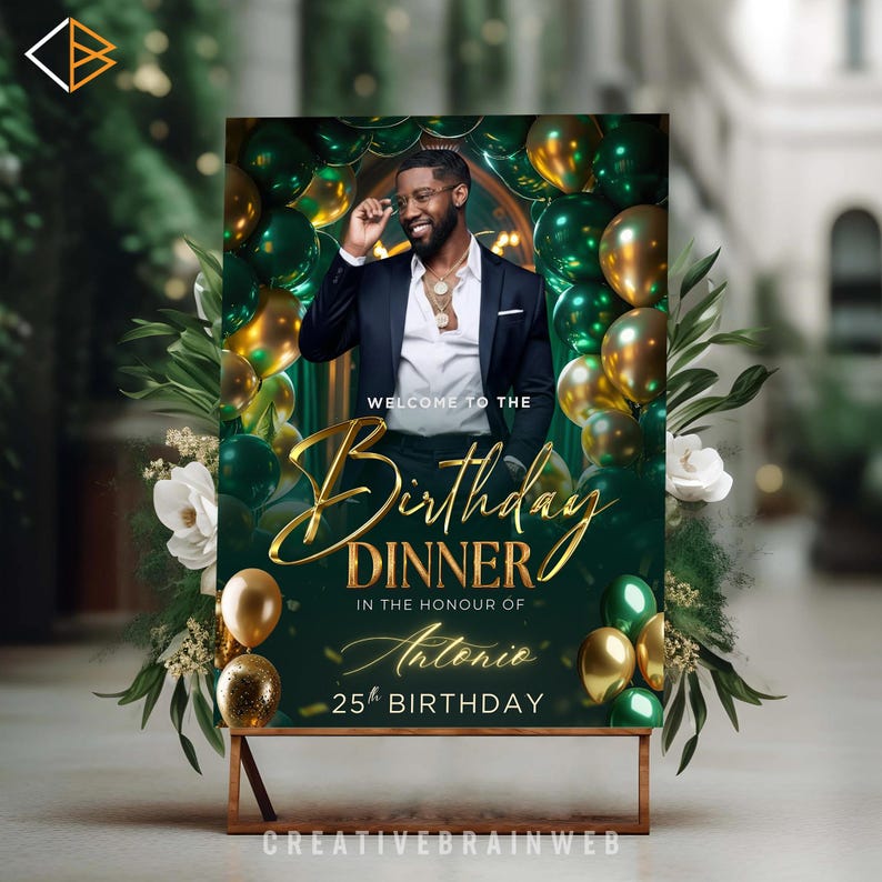 elegant birthday party welcome poster