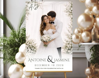 Wedding Photo Welcome Sign Template | Editable Canva Reception Poster | Printable Welcome Sign