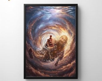 Hand of God Jesus Art Print | Jesus Saves Peter Christian Wall Decor | Inspirational Faith Artwork