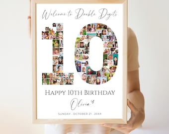 10th Birthday Photo Collage: Custom Number Keepsake (Digital Download)