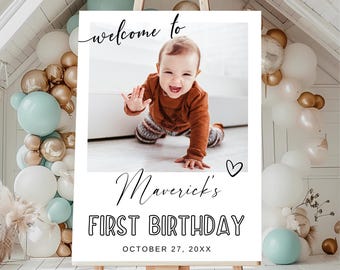 Personalized Photo Birthday Welcome Sign: Editable Party Poster (Digital Download)