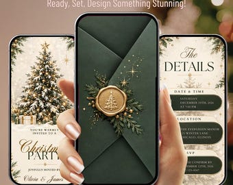 Animated Christmas Party Invitation | Elegant Luxury Holiday Video Evite | Winter Celebration | Editable Canva Template