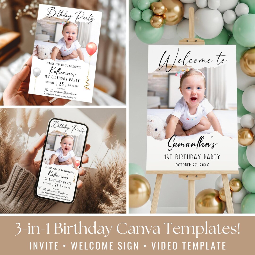 Editable Birthday Welcome Sign With Photo: Printable Party Decor ...