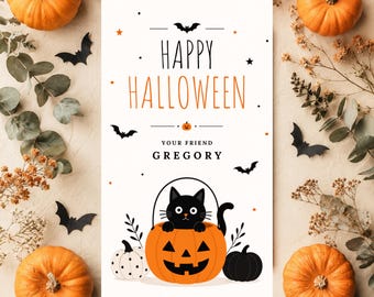 Halloween Gift Tag | Classroom Kids Halloween Tag | Trick or Treat Gift Tag | Editable Canva | Instant Download