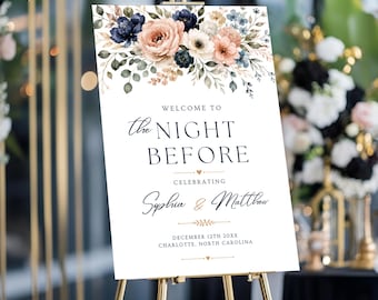 Boho Rehearsal Dinner Welcome Sign | Fall Wedding Decor | Night Before Wedding Sign | Editable Canva Template
