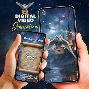 Magical Owl Video Invitation | Wizard Birthday Party Invite | Animated Magic School Canva Template