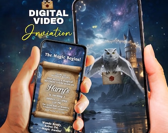 Magical Owl Video Invitation | Wizard Birthday Party Invite | Animated Magic School Canva Template