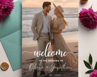 Modern Photo Wedding Invitation Template: Minimalist Canva Design (Digital Download)