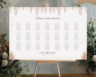Editable Indian Wedding Seating Chart Canva Template: Mehndi Reception Decor