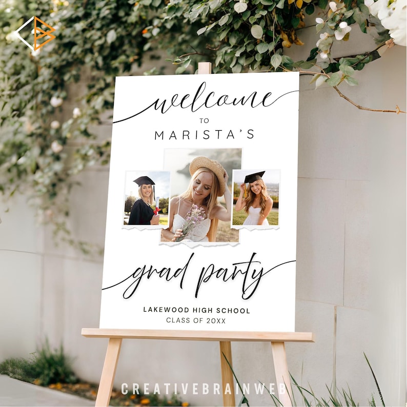 Grad Sign Templates Graduation Welcome Sign Template Canva | Photo Grad Party Welcome ...