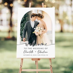 Elegant Photo Wedding Welcome Sign Template, Custom Printable Wedding Sign, Editable Canva Wedding Poster, Minimalist Modern Reception Decor