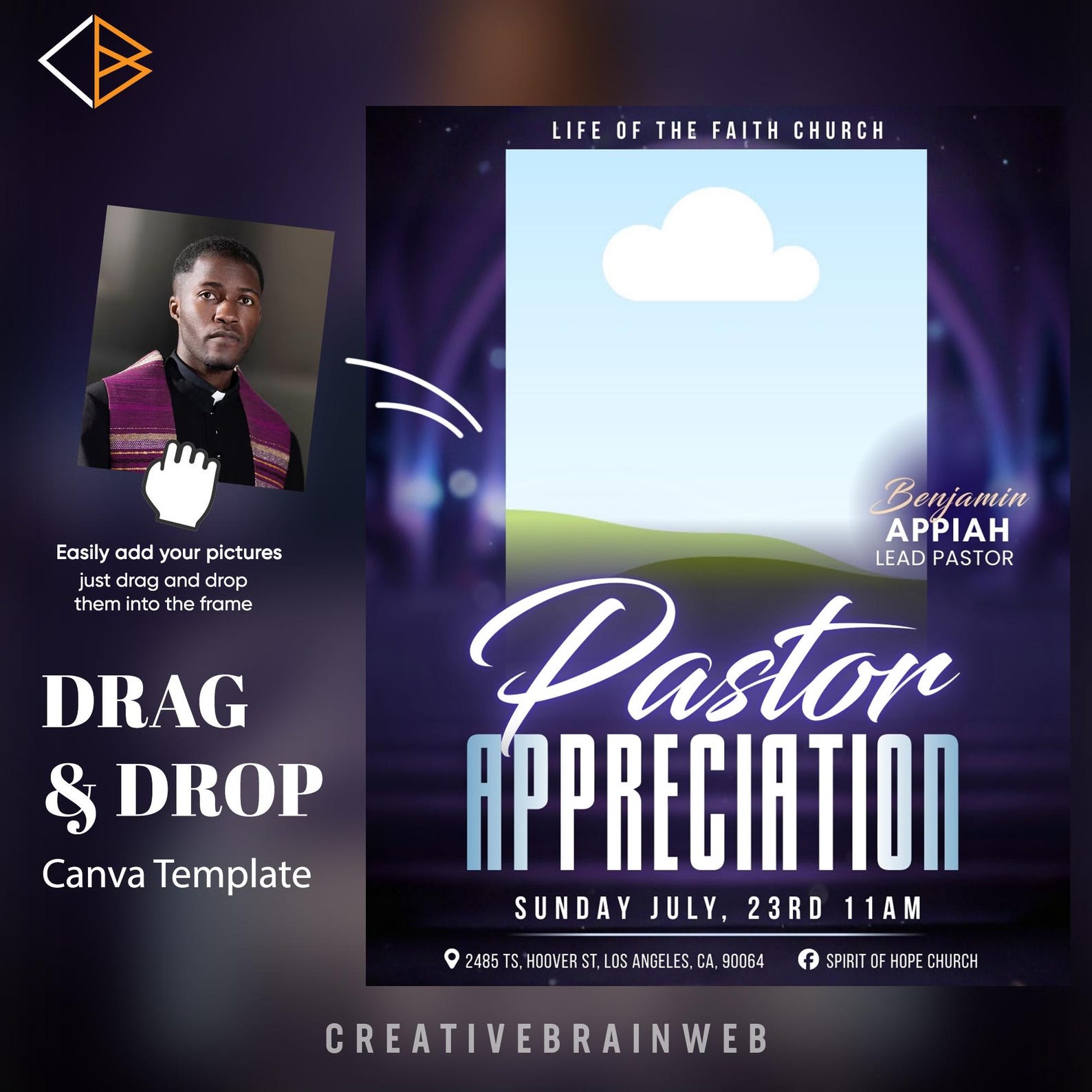 Pastor Appreciation Flyer Template | Church Anniversary & Honor Service ...