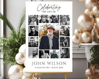 Editable Funeral Photo Collage Template | Memorial Poster and Welcome Sign | Celebration of Life