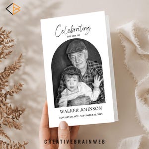 Minimalist Funeral Program Template | Celebration of Life Memorial | Editable Canva Foldable Printable