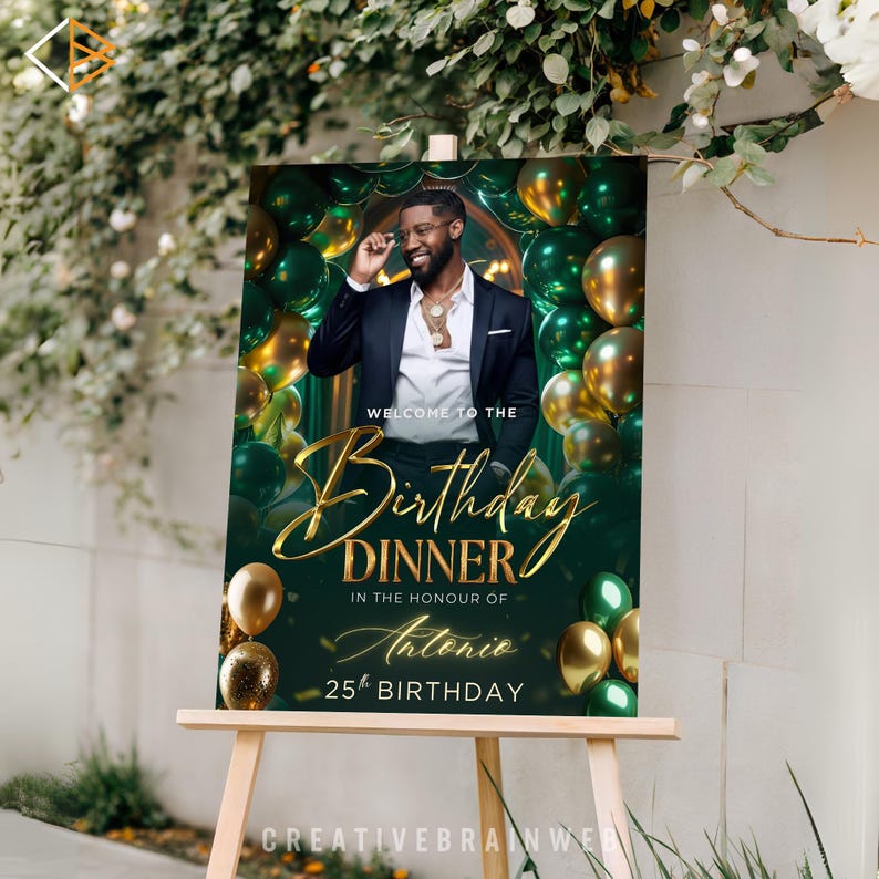 emerald green birthday signage decor