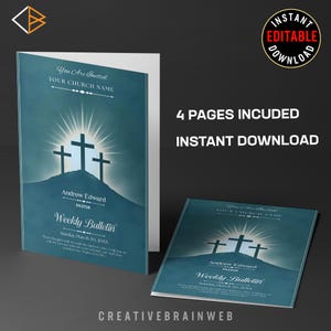 Church Bulletin Template | Editable Canva Church Program | Worship Service Brochure Design